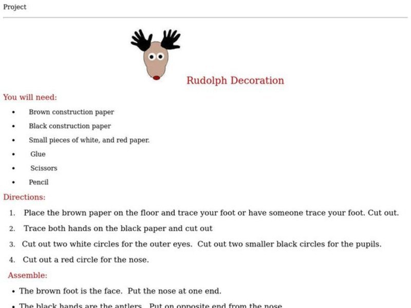 Rudolph Decoration Worksheet