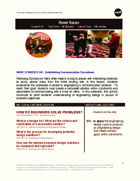 Rover Races Lesson Plan