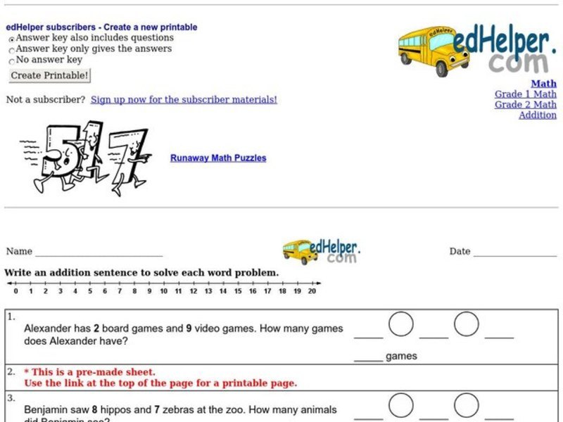 Runaway Math Puzzles Interactive