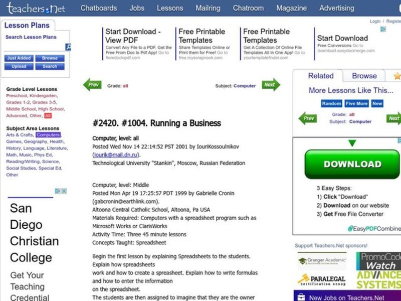 Running a Business Lesson Plan