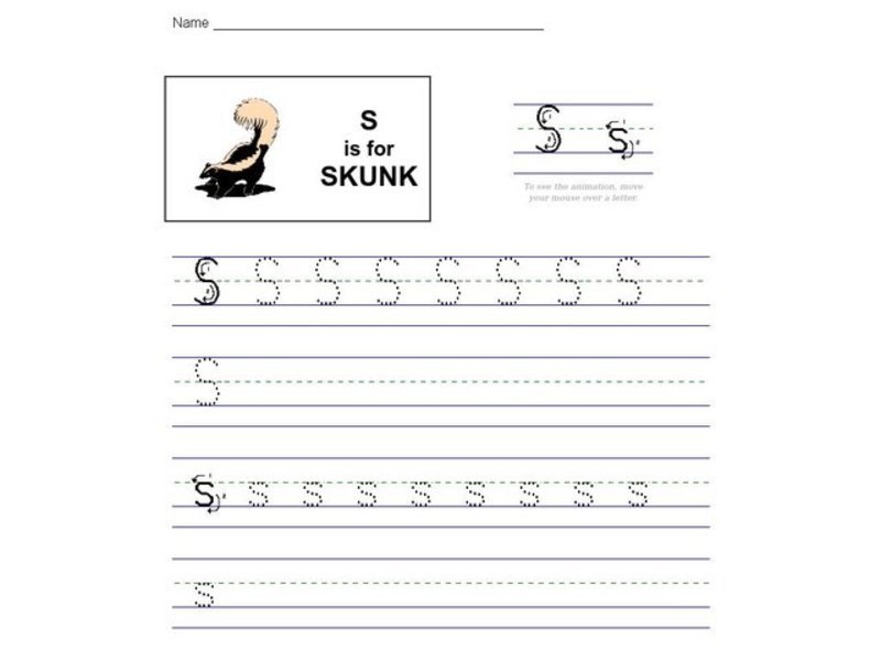 S is for Skunk Worksheet