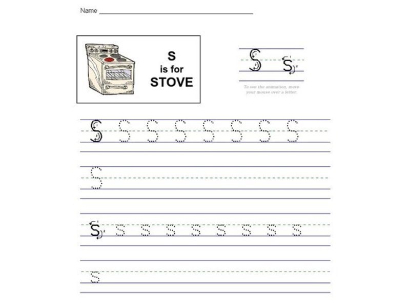 S is for Stove Worksheet