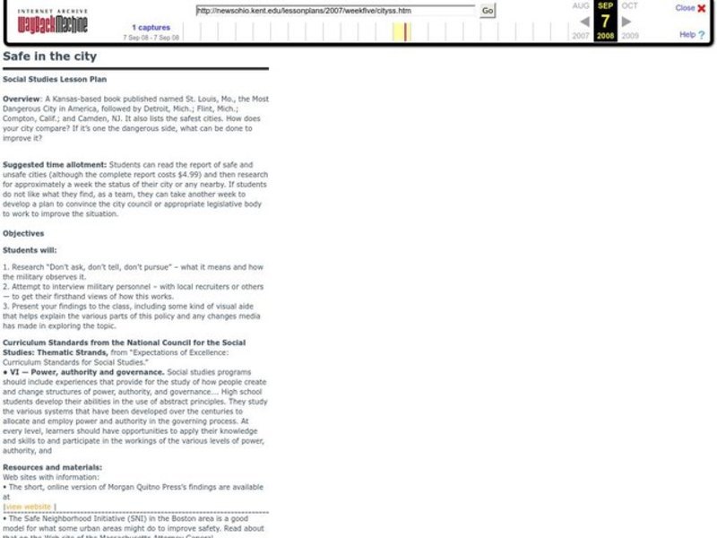 Safe In the City Lesson Plan