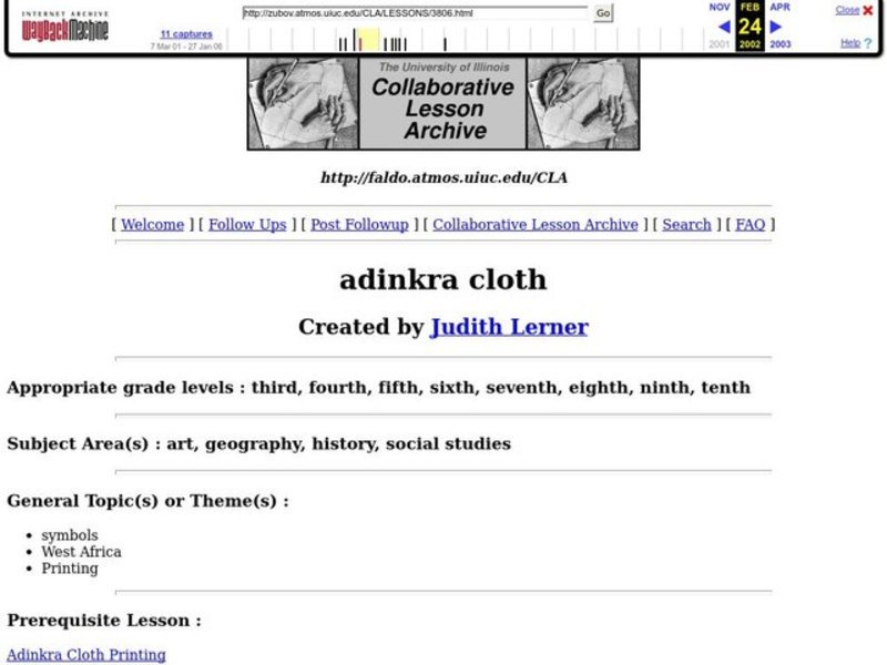 Adinkra Cloth Lesson Plan
