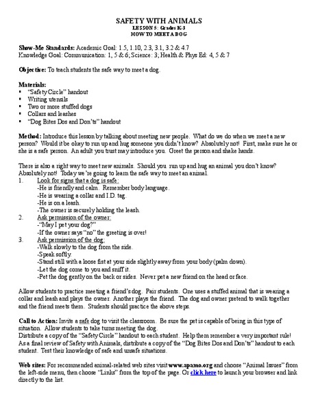 Safety with Animals Lesson Plan