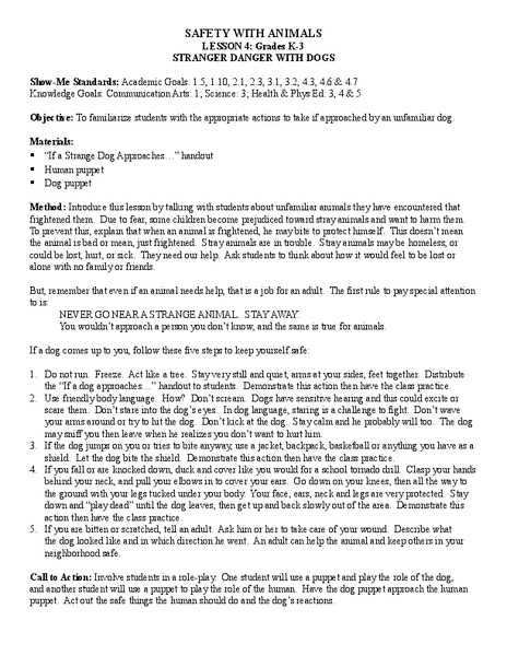 Safety With animals Lesson Plan