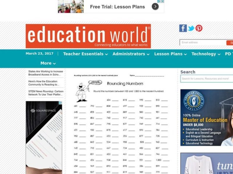 Rounding Numbers Lesson Plan