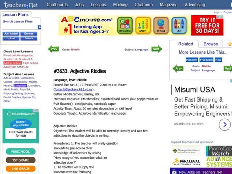 Adjective Riddles Lesson Plan