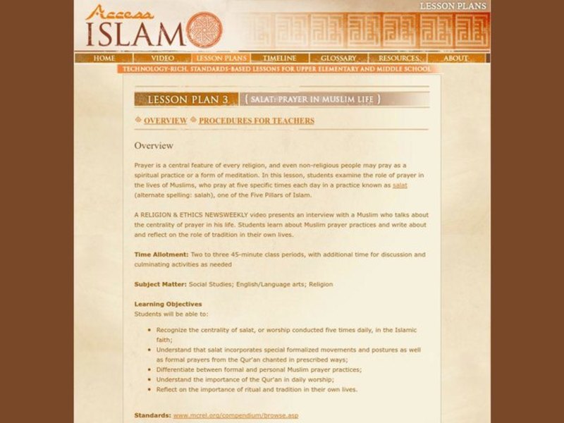Salat: Prayer in Muslim Life Lesson Plan