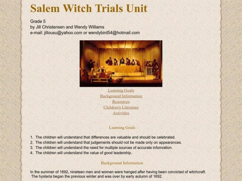 Salem Witch Trials Lesson Plan