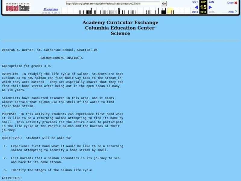 Salmon Homing Instincts Lesson Plan