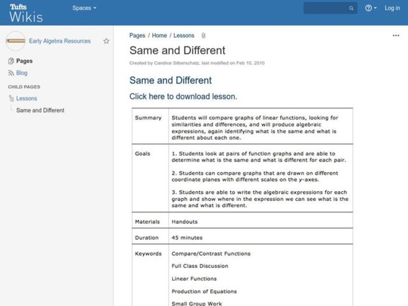 Same and Different Lesson Plan