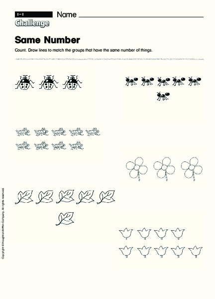 Same Number Worksheet