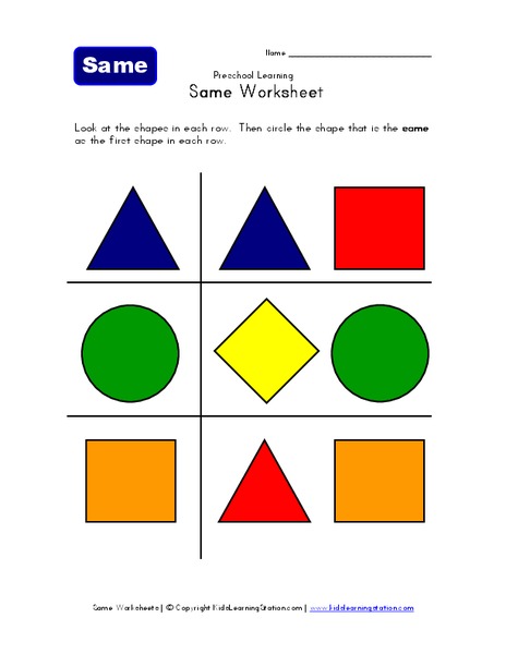 Same Worksheet Worksheet