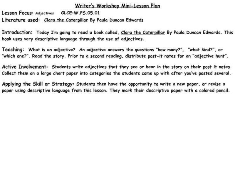 Adjectives Lesson Plan