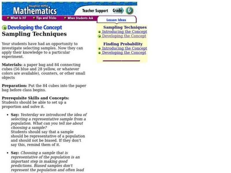 Sampling Techniques Lesson Plan