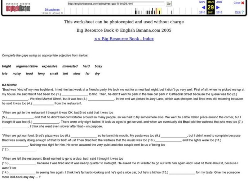 Adjectives Worksheet