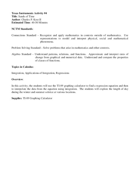 Sands of Time Activity