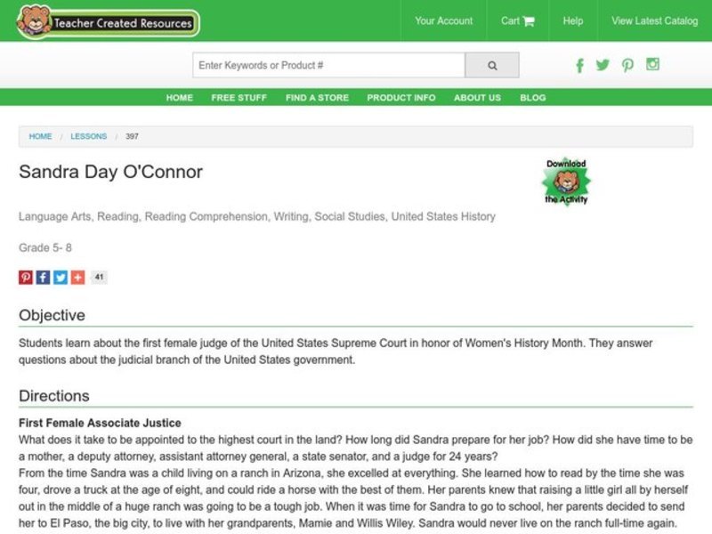 Sandra Day O'Connor Lesson Plan