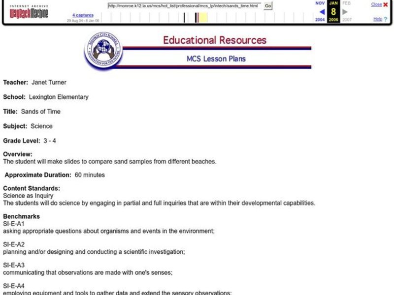 Sands of Time Lesson Plan