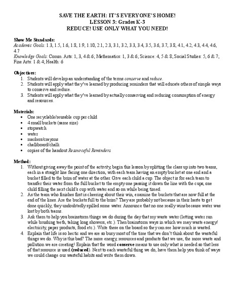 Save the Earth: It's Everyone's Home! Lesson Plan