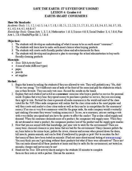 Save the Earth: It's Everyone's Home! Lesson Plan