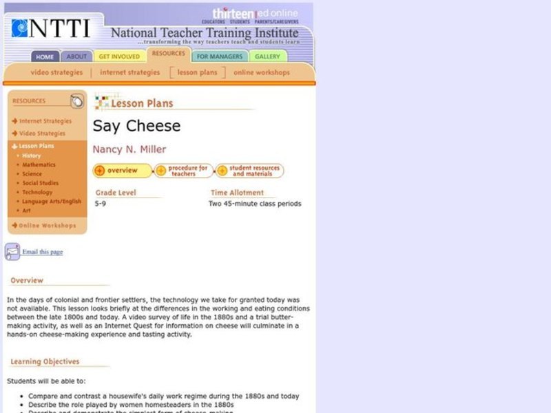 Say Cheese Lesson Plan