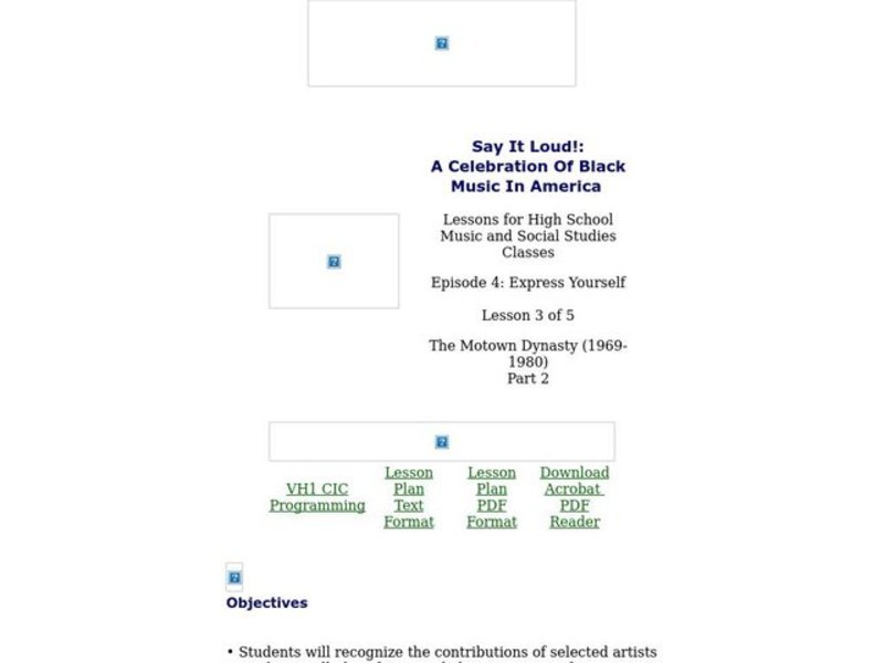 Say It Loud!: A Celebration Of Black Music In America Lesson Plan