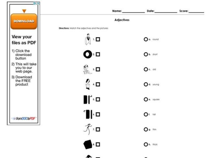 Adjectives Worksheet