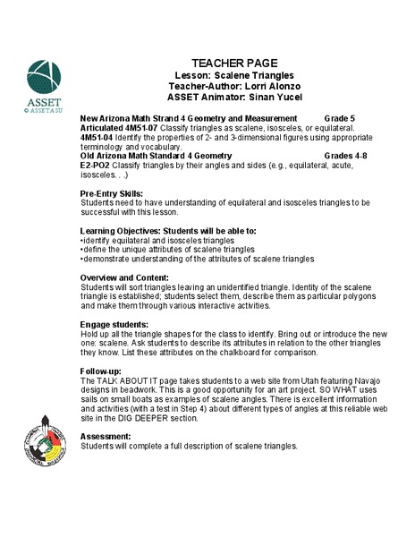 Scalene Triangles Lesson Plan