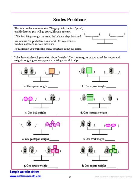 Scales Problems Worksheet