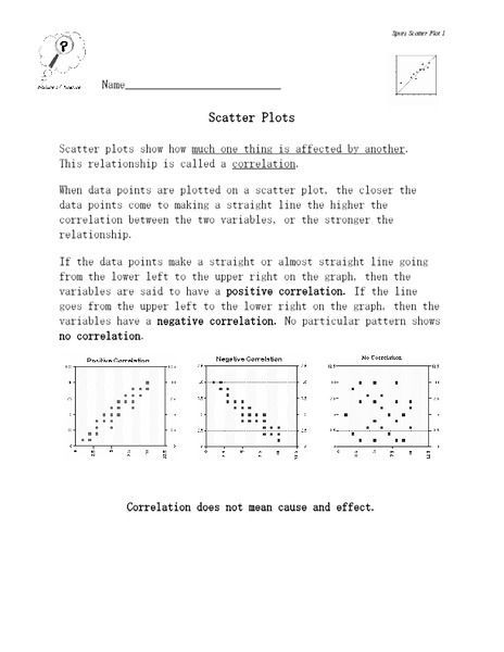 Scatter Plots Lesson Plan
