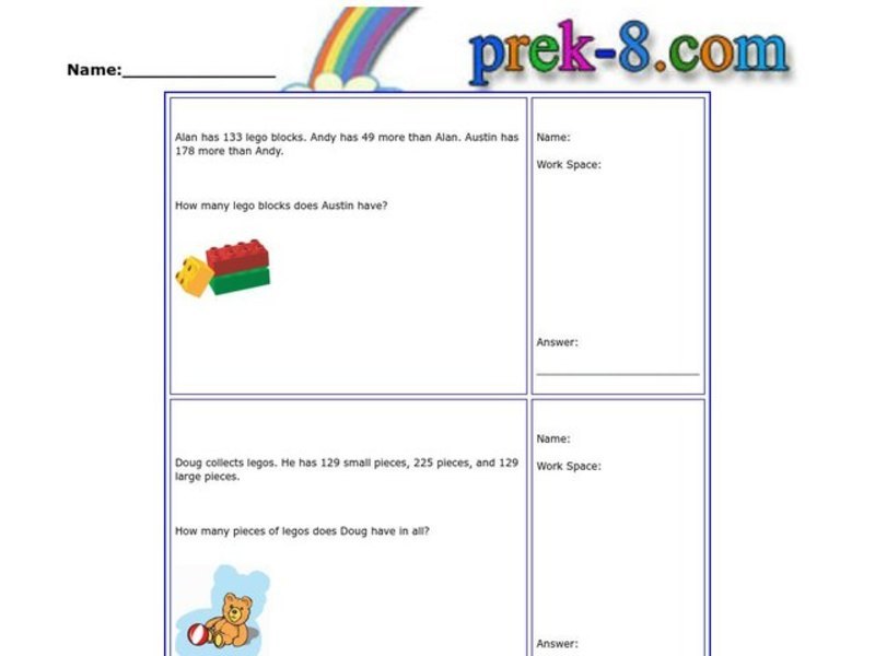 Addition Word Problems Worksheet