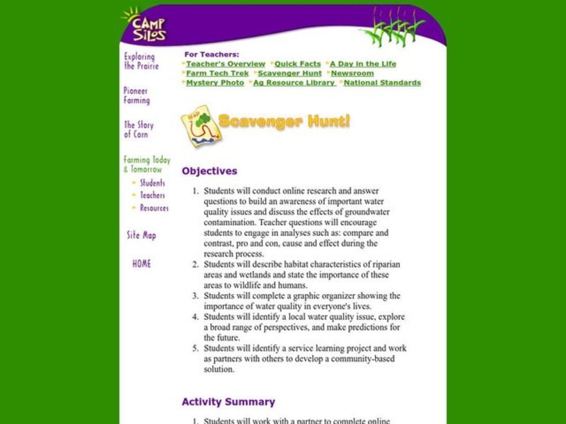 Scavenger Hunt Lesson Plan