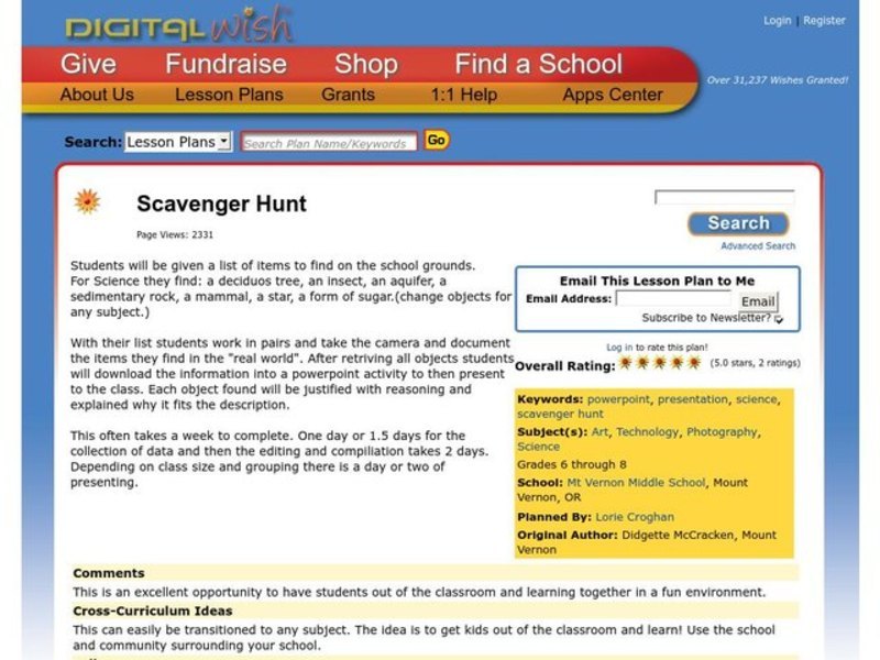 Scavenger Hunt Lesson Plan