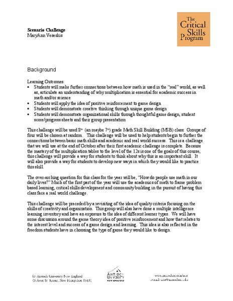 Scenario Challenge Lesson Plan