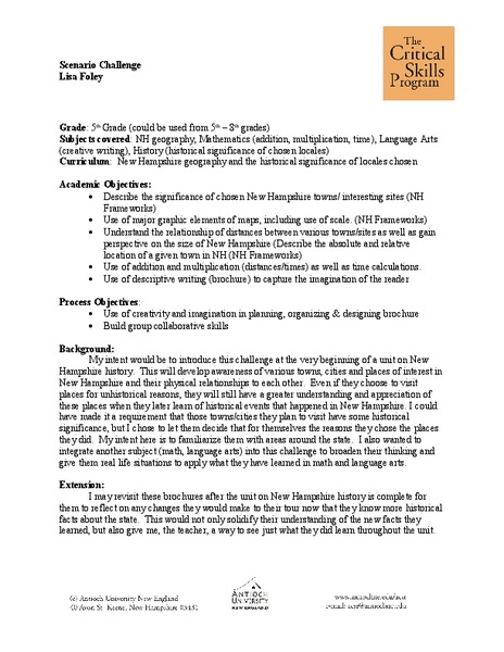 Scenario challenge Lesson Plan