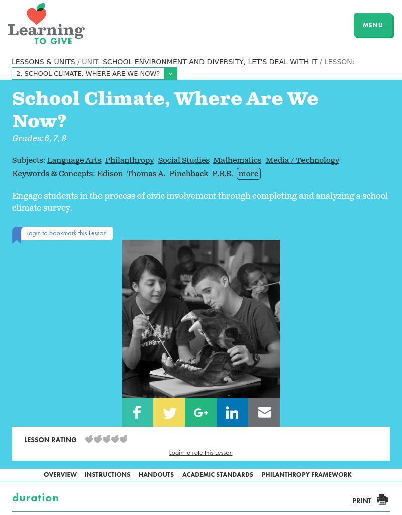 School Climate, Where Are We Now? Lesson Plan