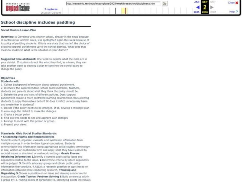 School discipline includes paddling Lesson Plan