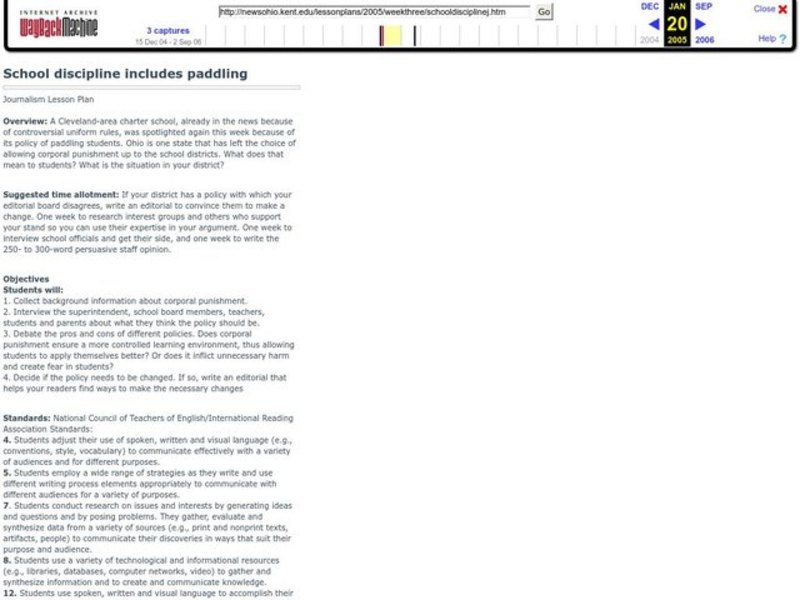 School discipline includes paddling Lesson Plan