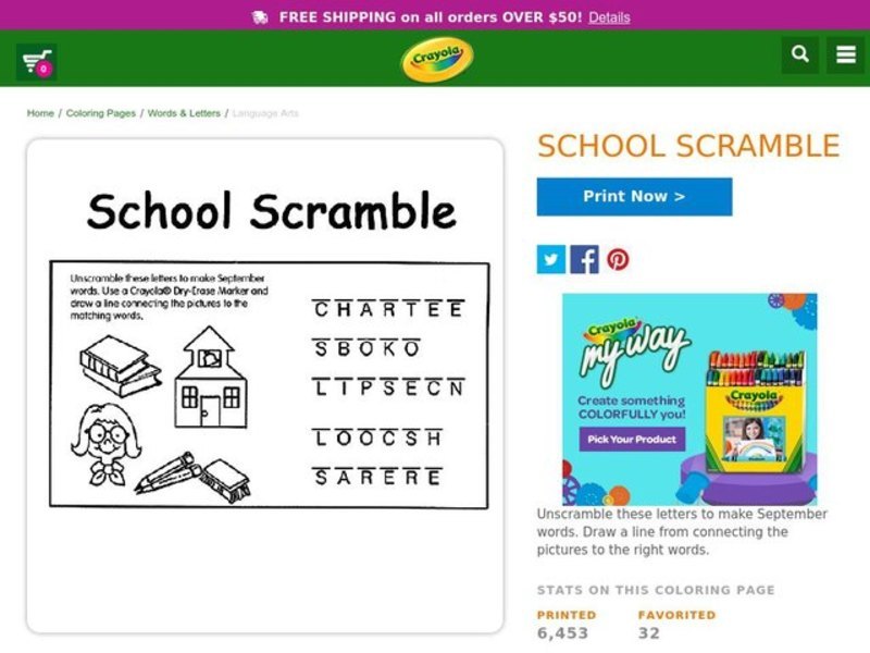School Scramble Worksheet
