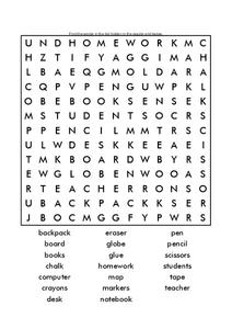 School Word Search Worksheet