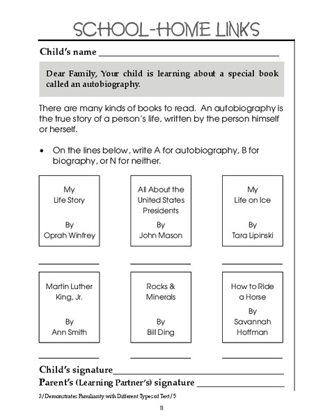 School-Home Links Worksheet