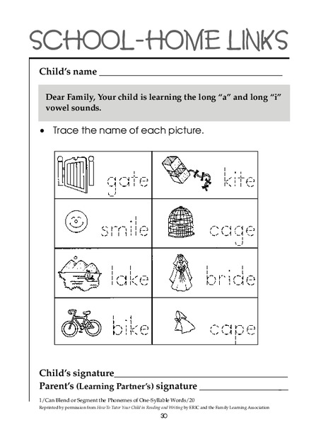 School-Home Links Worksheet