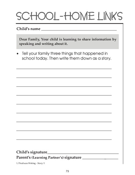 School-Home Links Worksheet