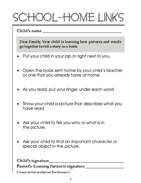 School-Home Links Worksheet