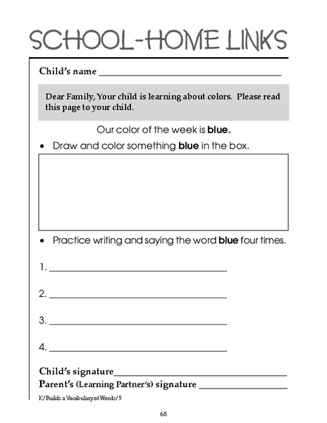 School-Home Links 68 Worksheet