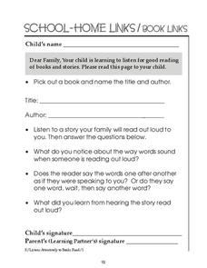 School-Home Links/Book Links Worksheet