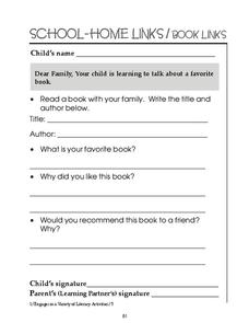 School-Home Links/Book Links Worksheet