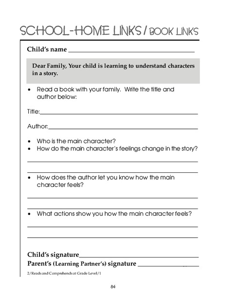 School-Home Links: Book Links 5 Worksheet